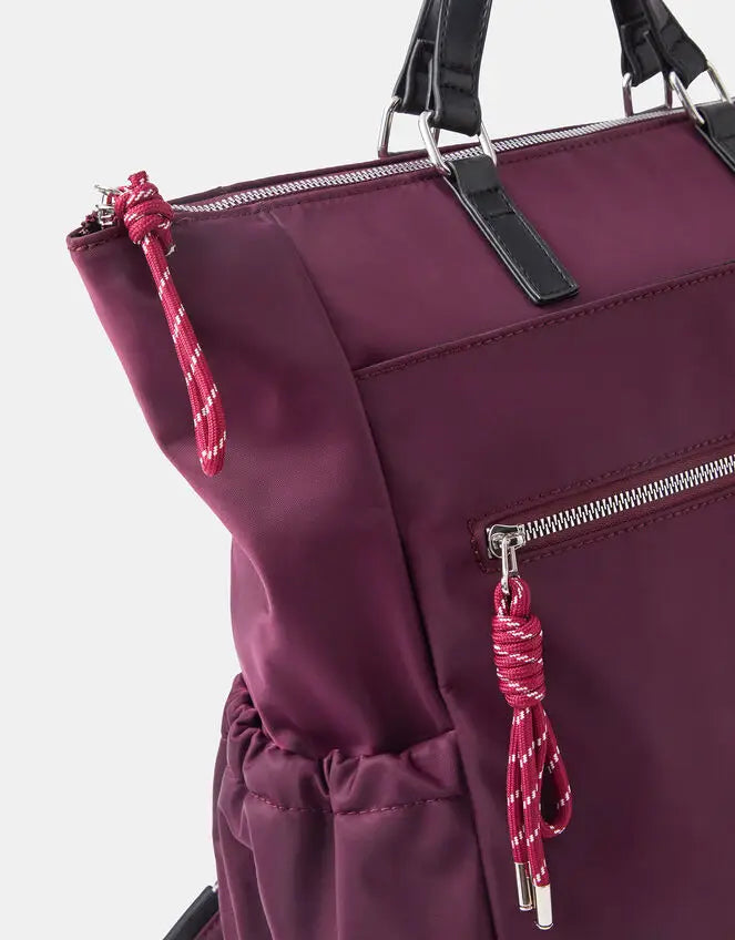 NYLON HANDLE BACKPACK - Berry