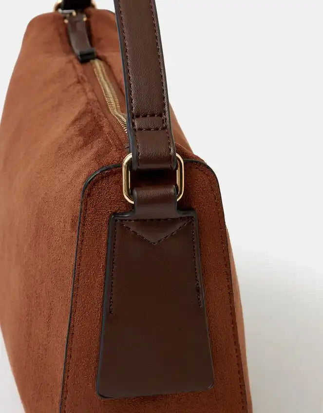 Faux Suede Handheld Bag