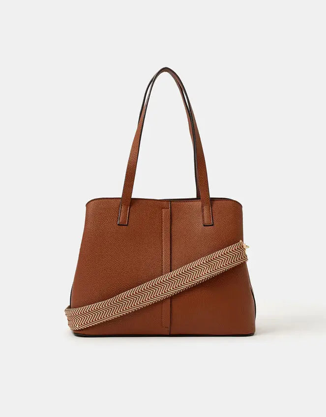 WEBBING STRAP SHOULDE - Tan