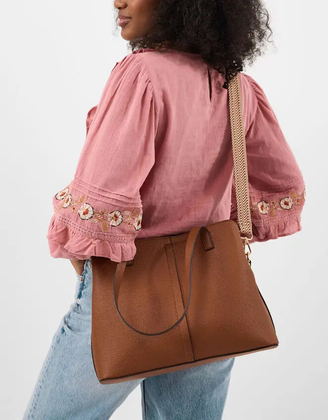 WEBBING STRAP SHOULDE - Tan