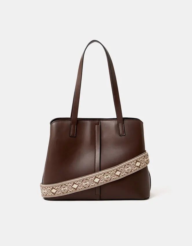 WEBBING STRAP SHOULDE - Chocolate