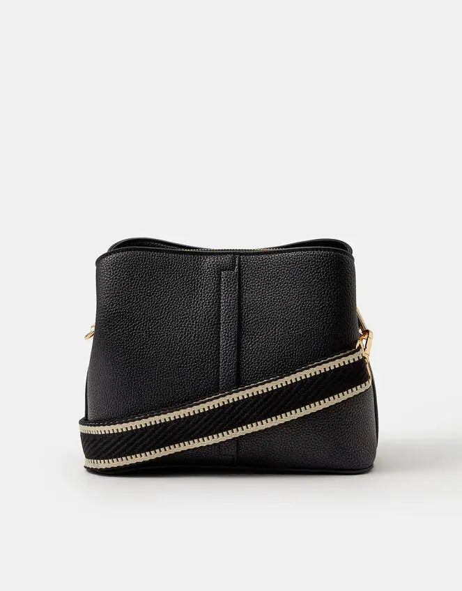 WEBBING STRAP CROSSBODY - BLACK