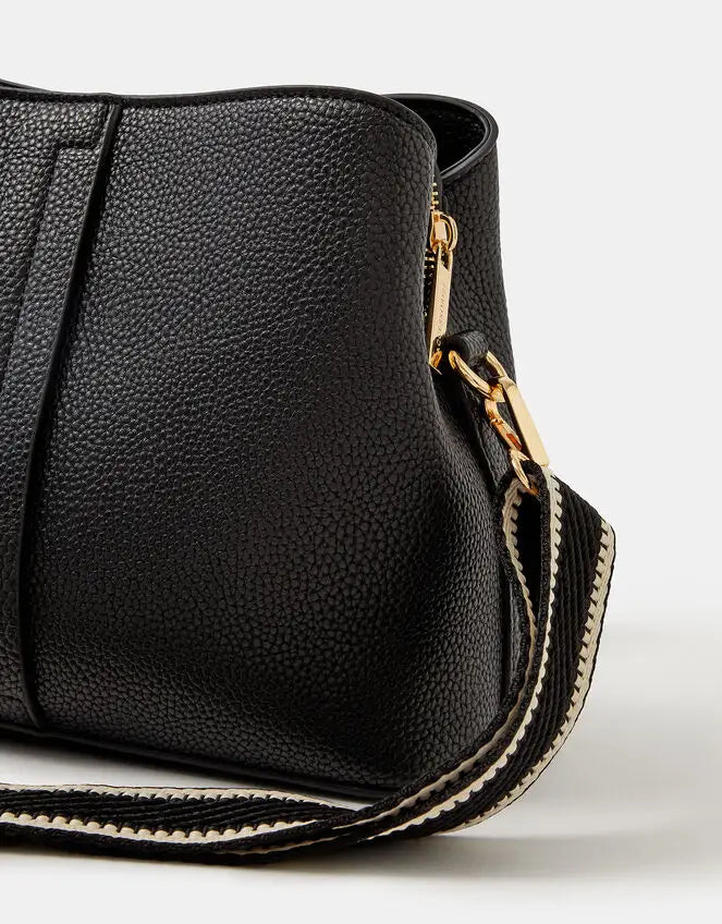WEBBING STRAP CROSSBODY - BLACK