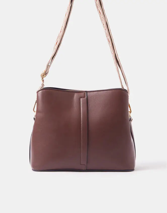 WEBBING STRAP CROSSBODY - CHOCOLATE