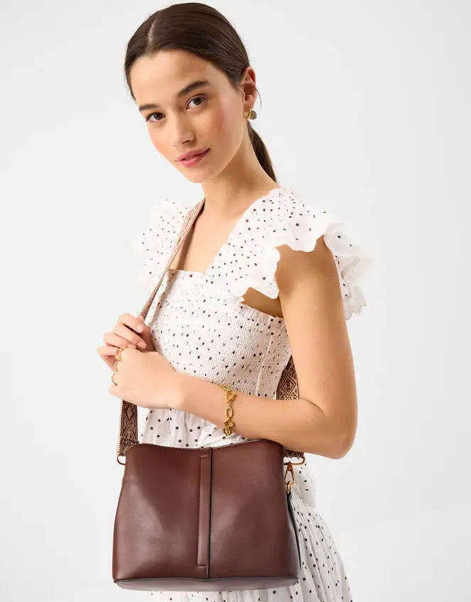 WEBBING STRAP CROSSBODY - CHOCOLATE