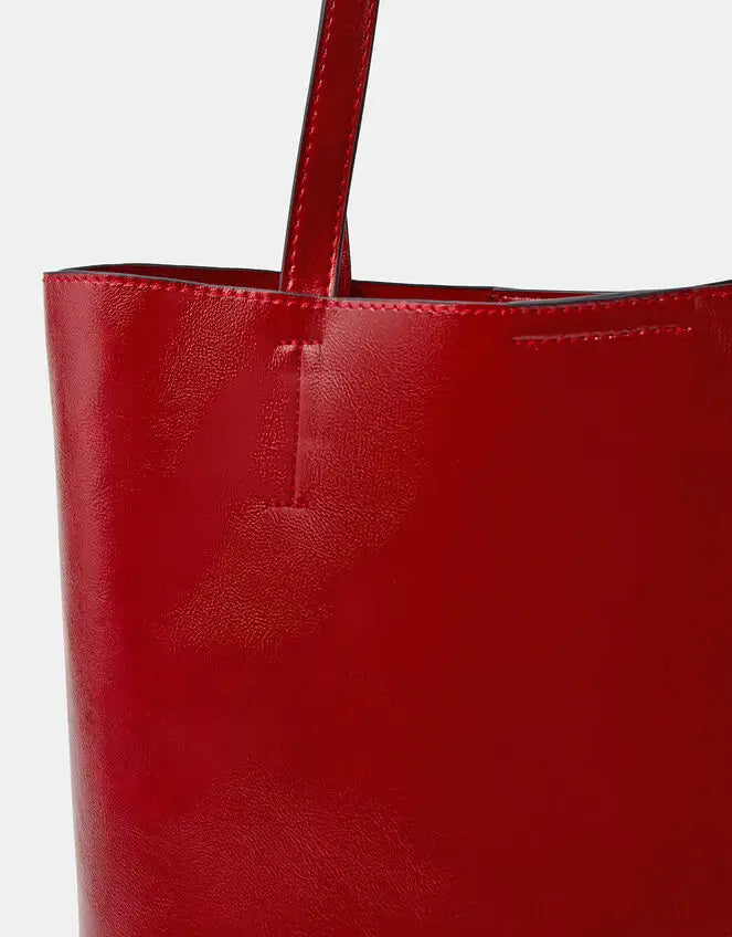 NORTH SOUTH LEO TOTE - Red