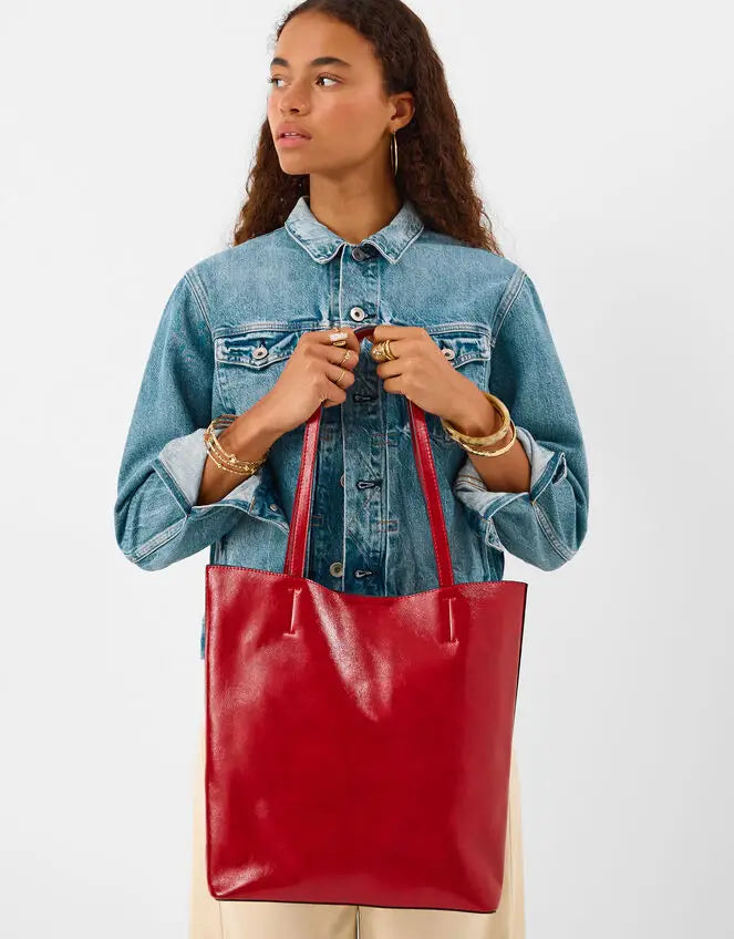 NORTH SOUTH LEO TOTE - Red