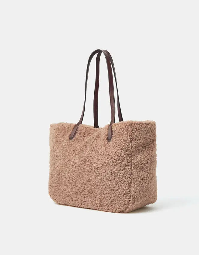 REVERSIBLE SHEARLING SHOULDER BAG