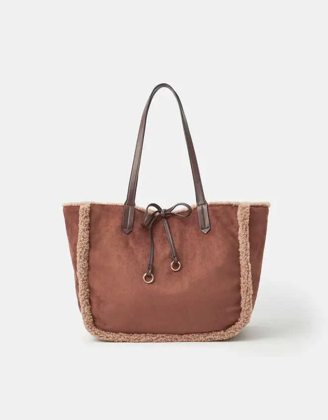 REVERSIBLE SHEARLING SHOULDER BAG