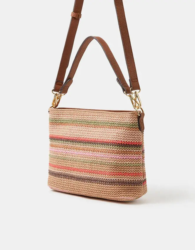 STRIPE RAFFIA CROSSBODY