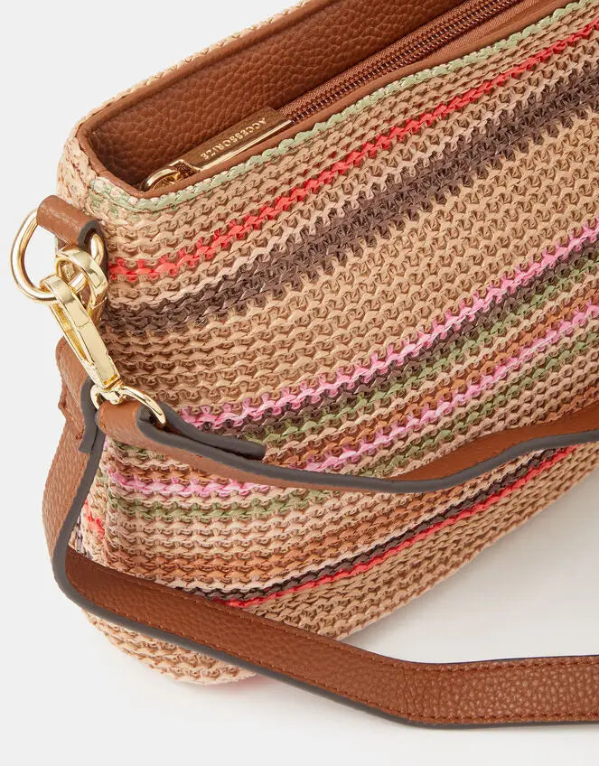 STRIPE RAFFIA CROSSBODY