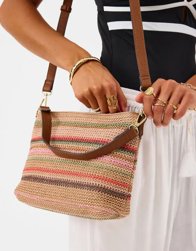 STRIPE RAFFIA CROSSBODY