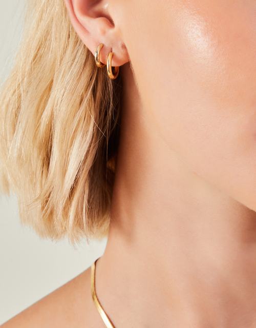 2-Pack 14ct Gold-Plated Hoop Earrings