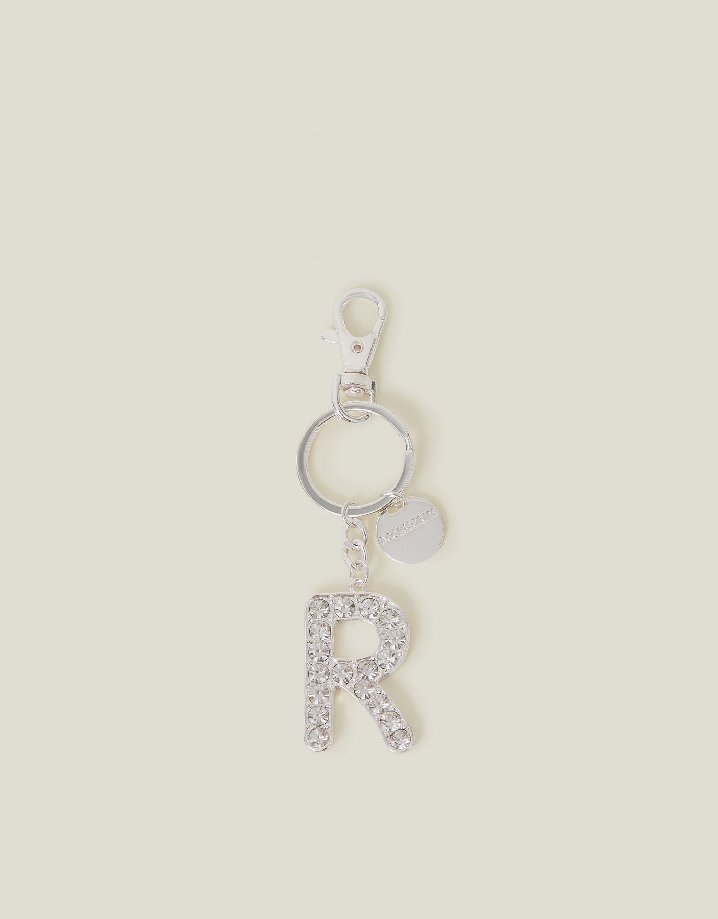 Diamante Initial Keyring Silver
