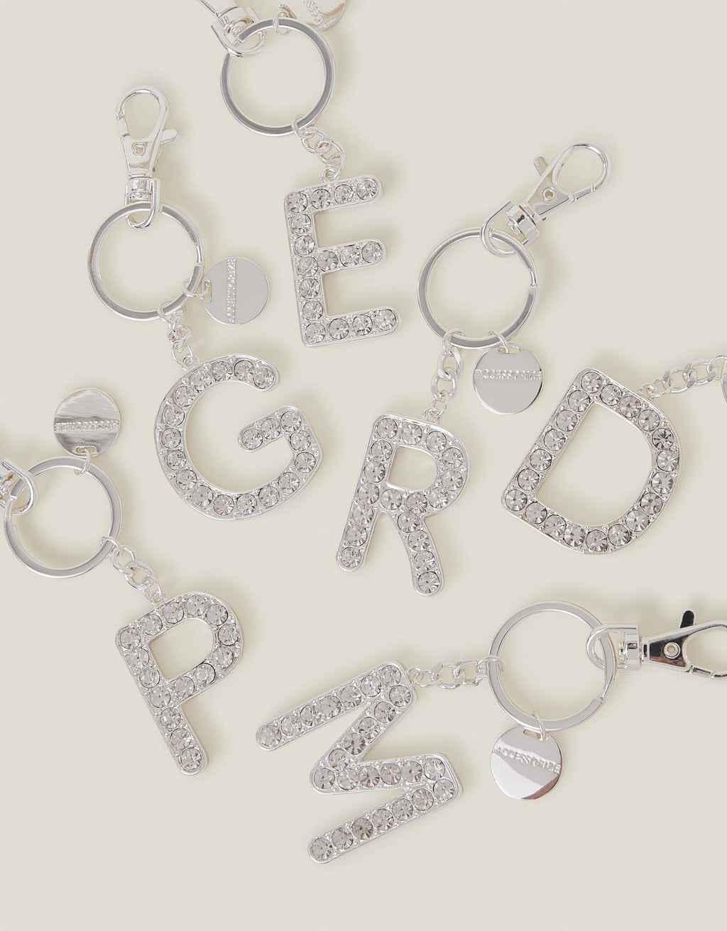 Diamante Initial Keyring Silver