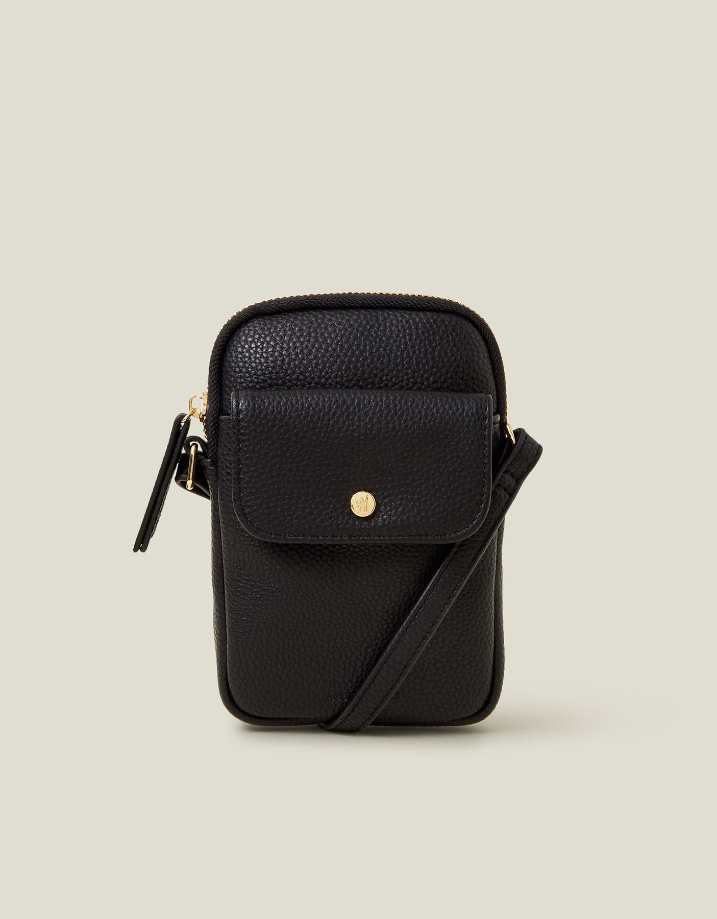 Faux Leather Pocket Phone Bag Black