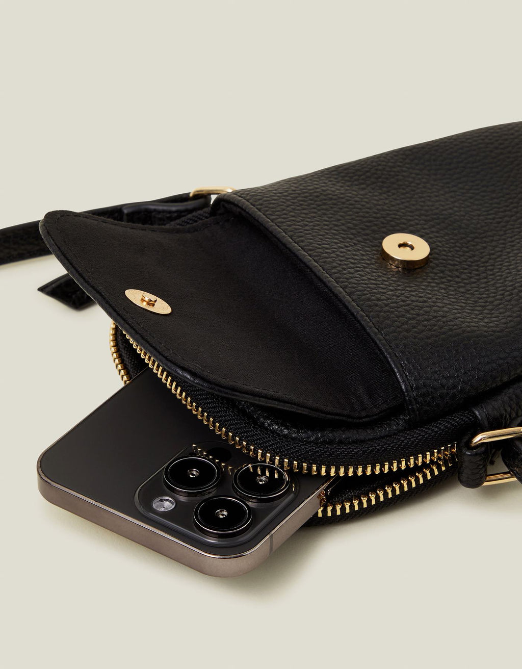 Faux Leather Pocket Phone Bag Black