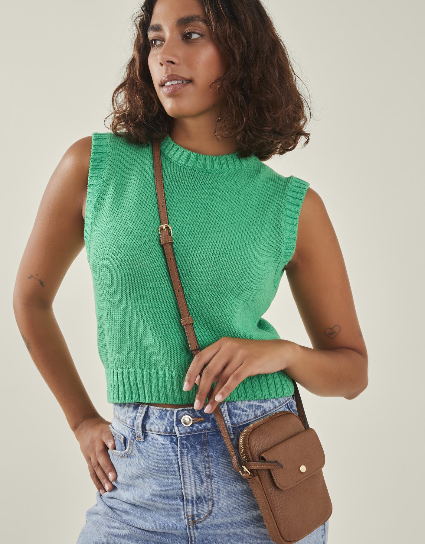 Faux Leather Pocket Phone Bag Black