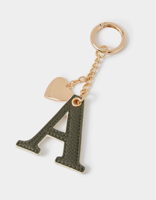 Initial Heart Bag Charm Green