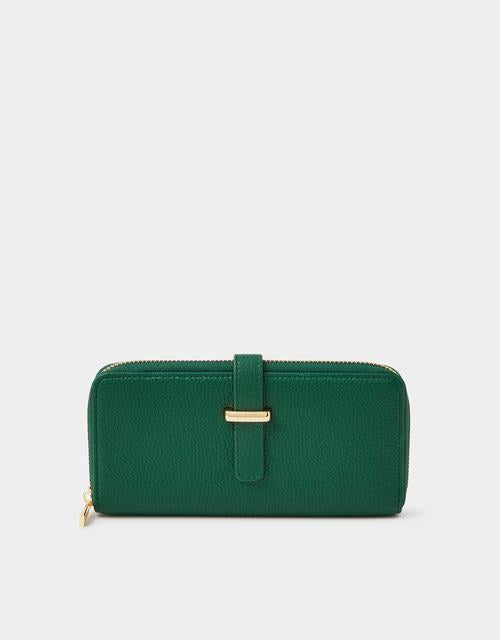 Tab Zip Around Purse Green