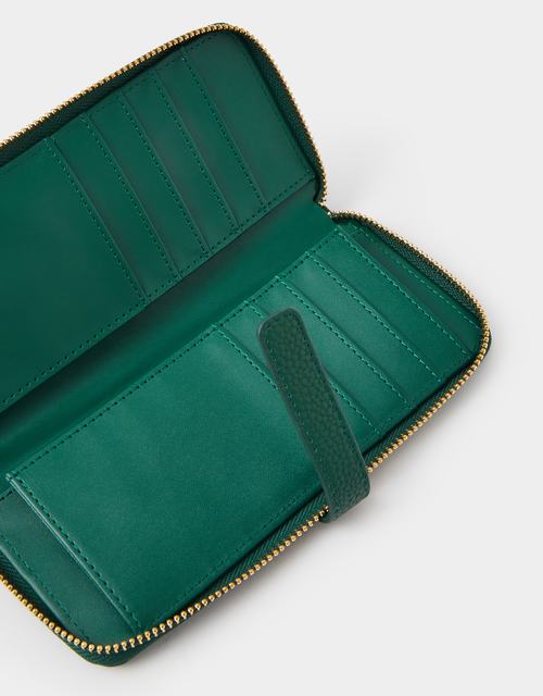 Tab Zip Around Purse Green