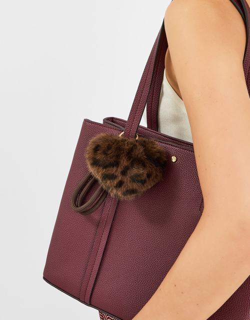 Fluffy Leopard Heart Bag Charm