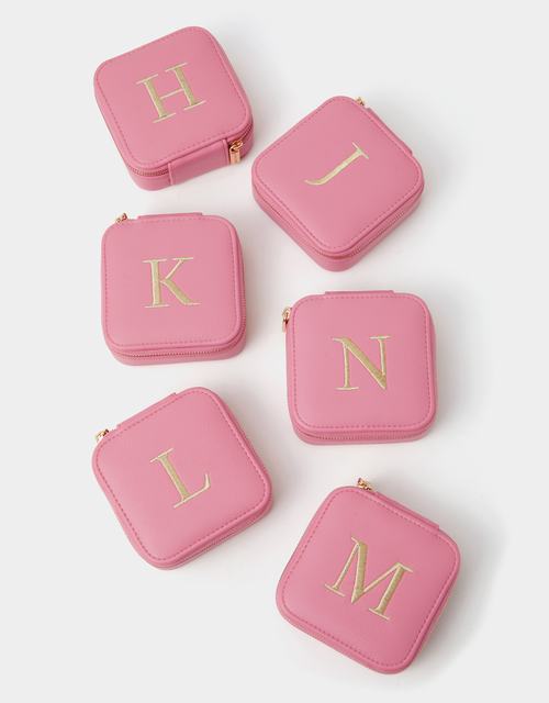 Mini Square Initial Jewellery Box Pink