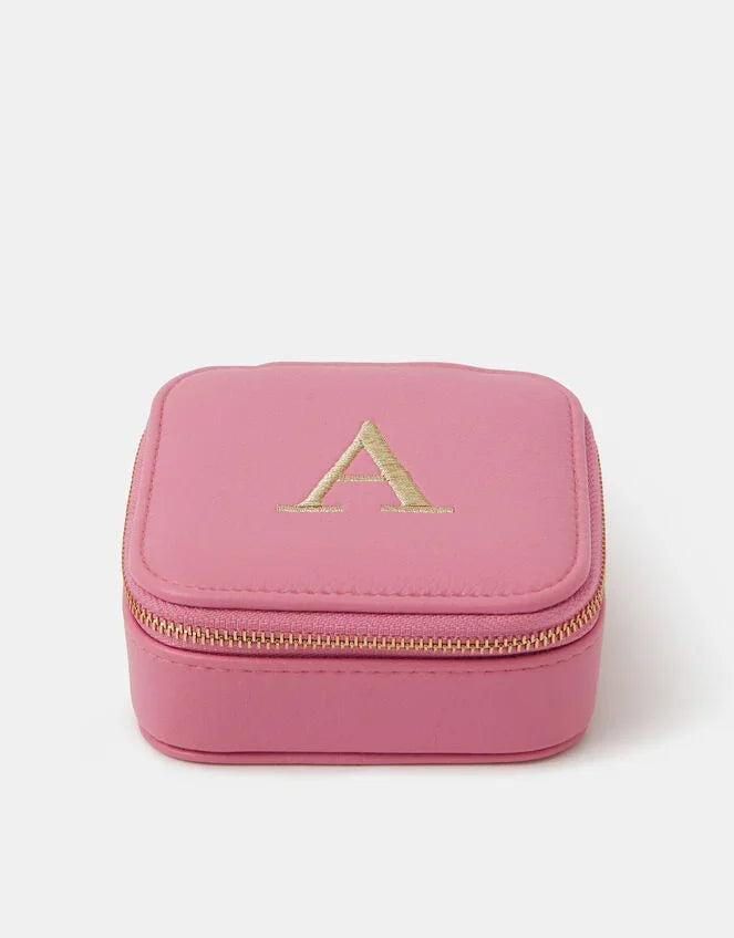 Mini Square Initial Jewellery Box Pink