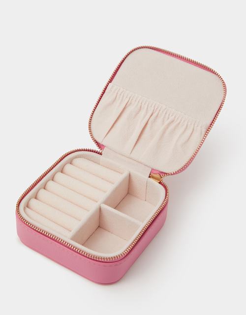 Mini Square Initial Jewellery Box Pink
