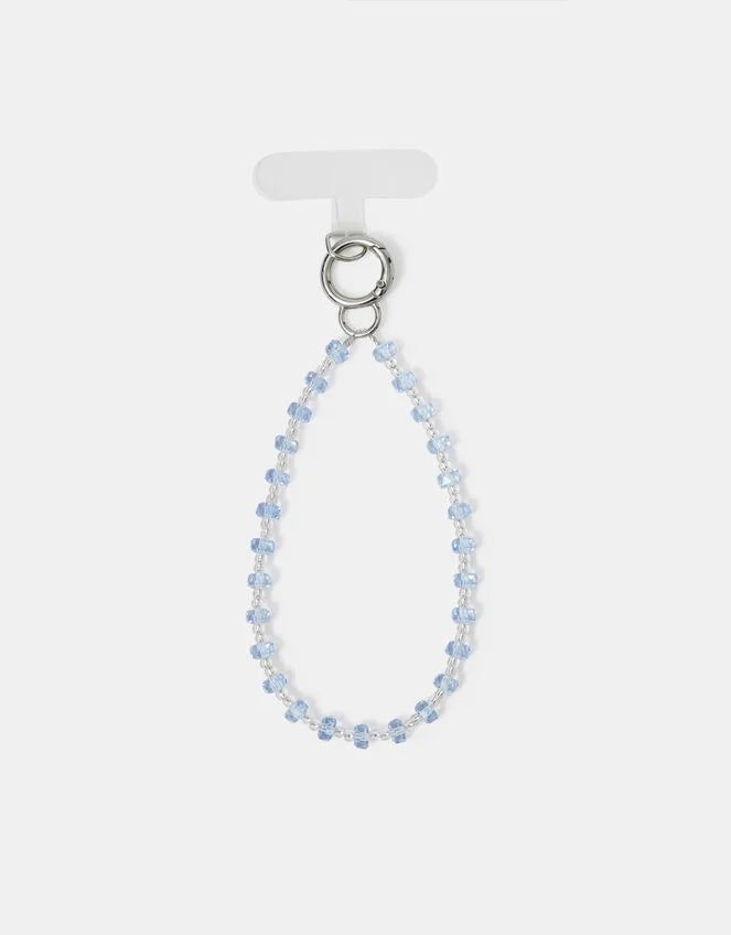 Beaded Wrist Phone Strap Blue