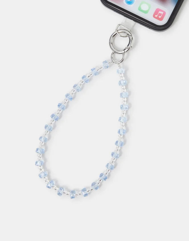 Beaded Wrist Phone Strap Blue