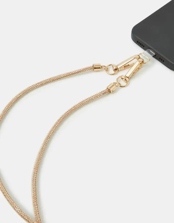 DIAMANTE PHONE STRAP - GOLD