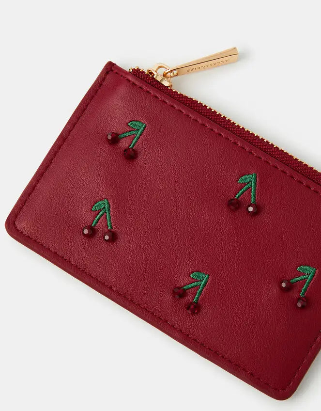 BEADED CHERRY CARD HOLDER