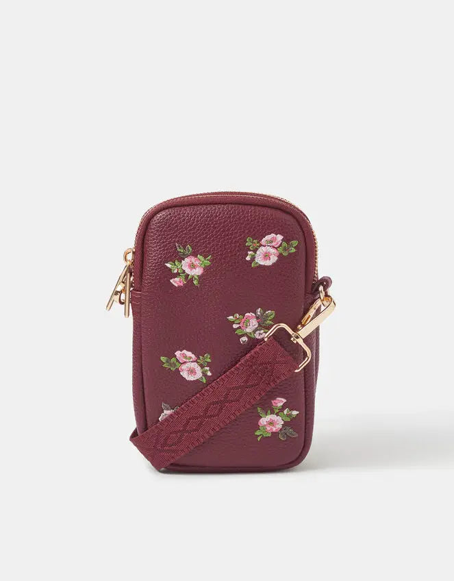 FLORAL EMB PHONE BAG