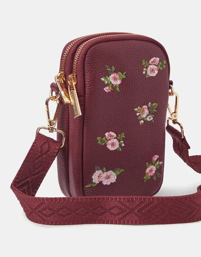 FLORAL EMB PHONE BAG