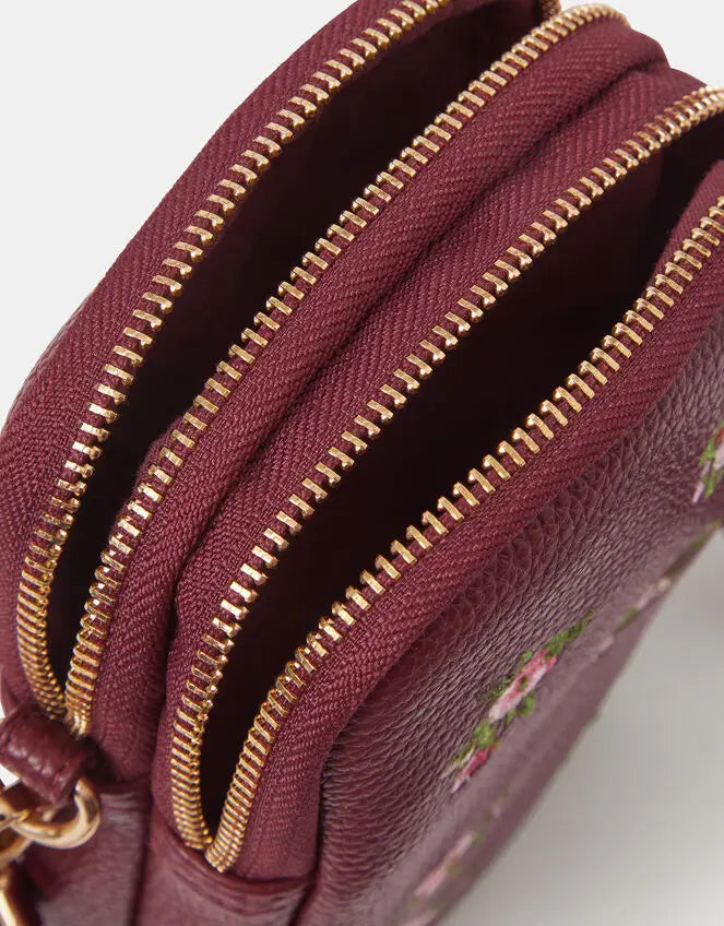 FLORAL EMB PHONE BAG