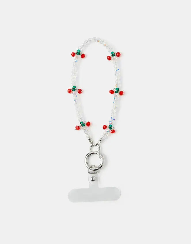 CHERRY BEADED WRIST PHONE STRAP