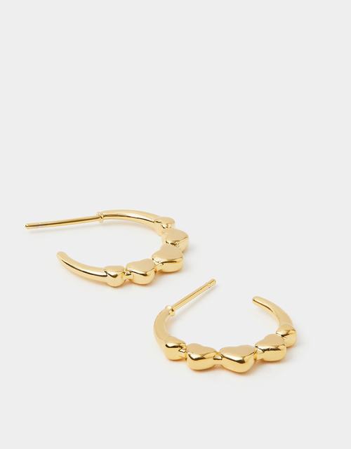 14ct Gold-Plated Heart Hoop Earrings