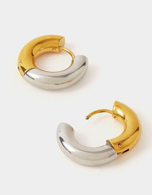 Stainless Steel Mixed Metal Hoop Earrings