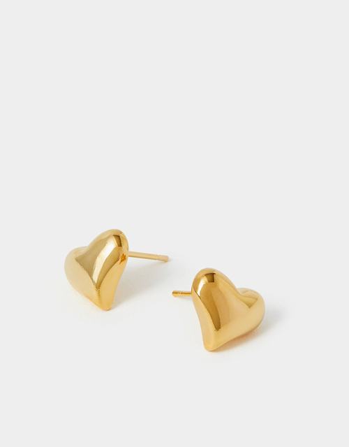 14ct Gold-Plated Heart Stud Earrings