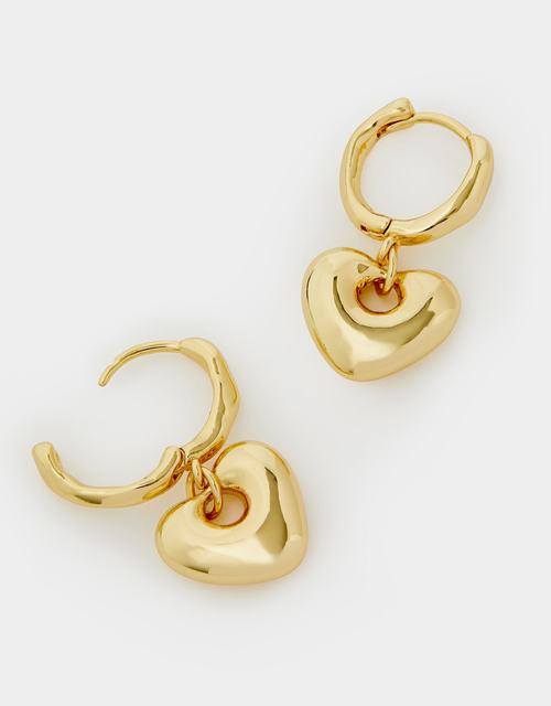 14ct Gold-Plated Heart Huggie Hoop Earrings