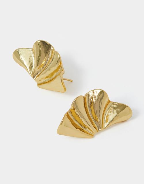 14ct Gold-Plated Molten Fan Stud Earrings