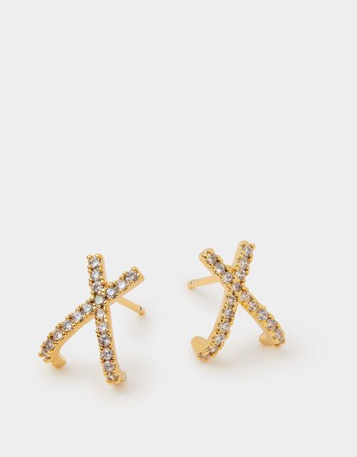 14ct Gold-Plated Pavé X Stud Earrings