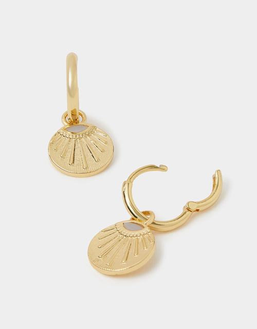 14ct Gold-Plated Sun Drop Huggie Hoop Earrings