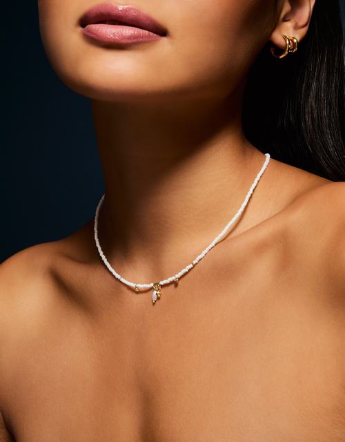 14ct Gold-Plated Beaded Pearl Pendant Necklace