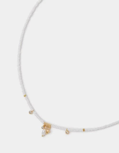 14ct Gold-Plated Beaded Pearl Pendant Necklace