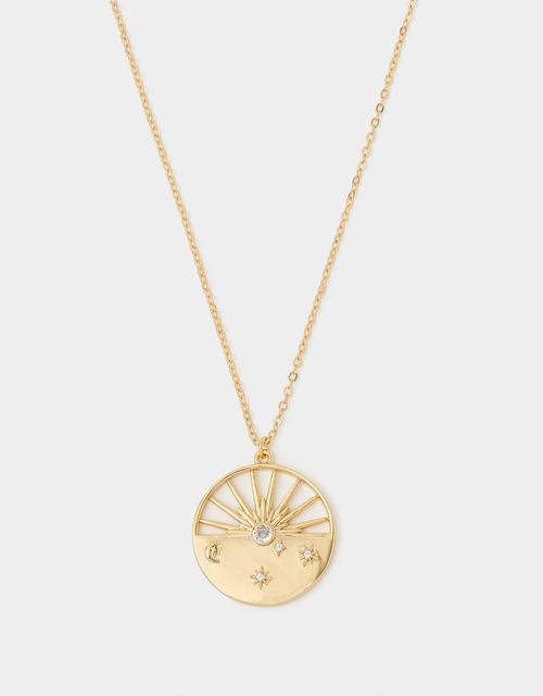 14ct Gold-Plated Celestial Sunbeam Pendant Necklace