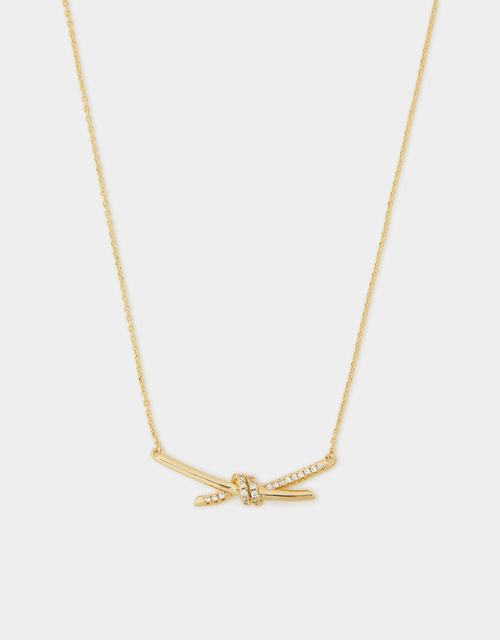 14ct Gold-Plated Diamanté Knot Necklace