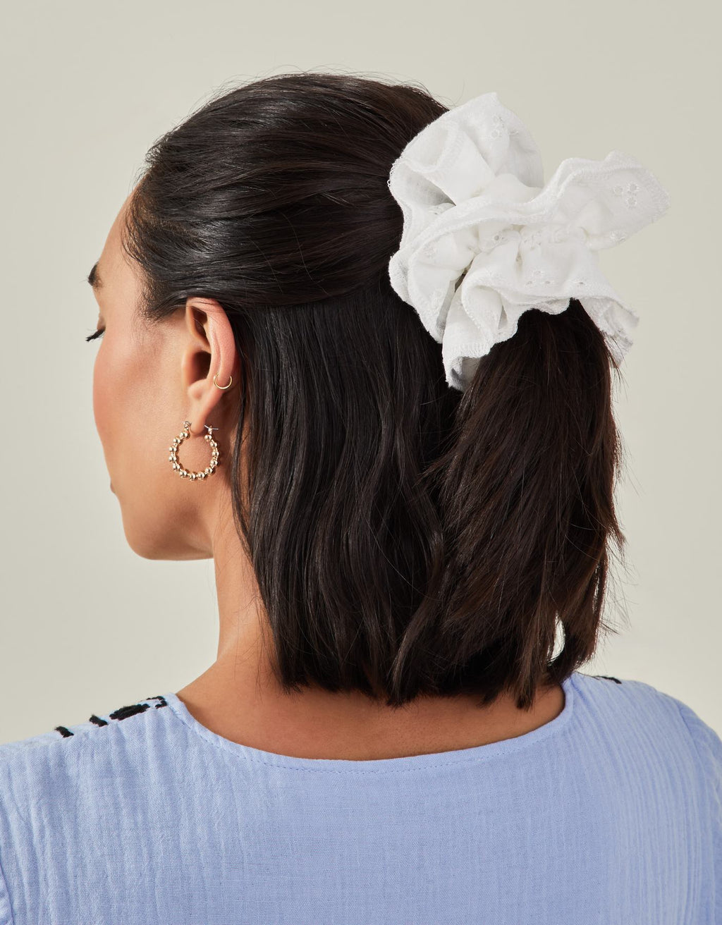Oversized Layer Broderie Hair Scrunchie