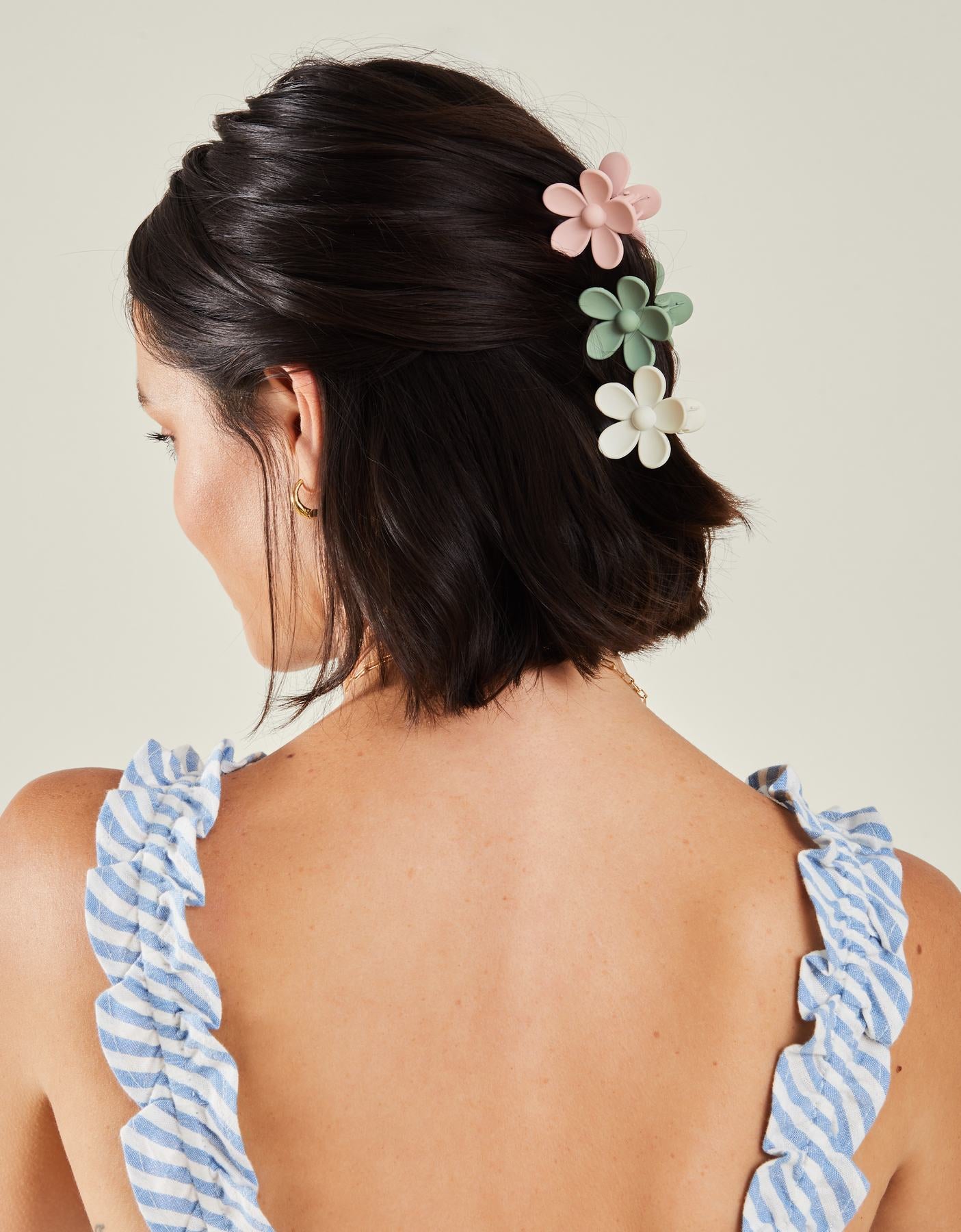 3-Pack Matte Mini Flower Claw Clips